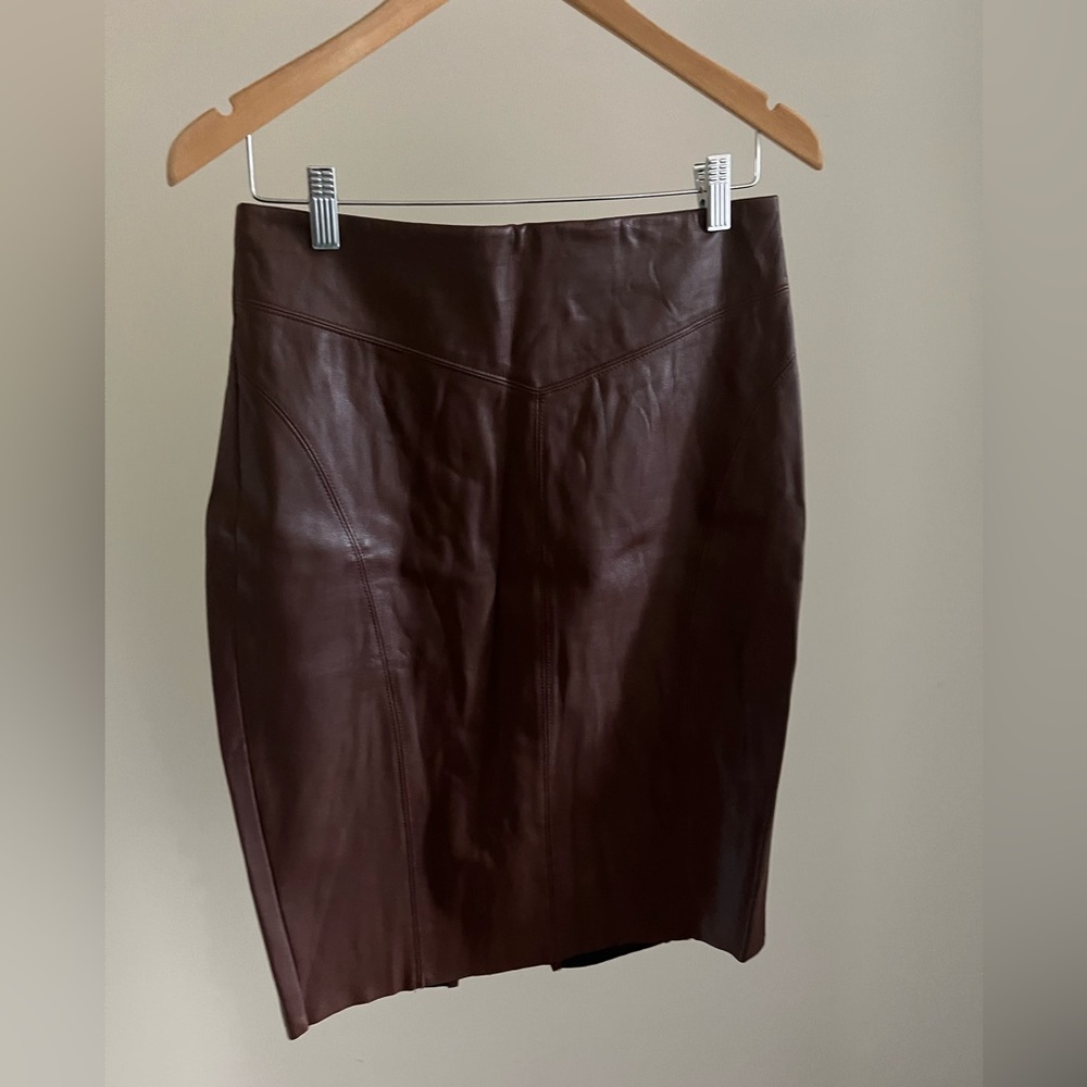 Faux Leather Burgundy Express Skirt